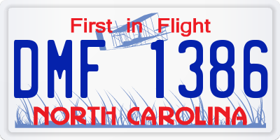 NC license plate DMF1386
