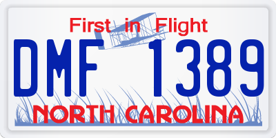 NC license plate DMF1389
