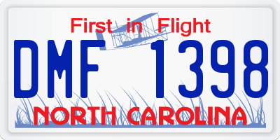 NC license plate DMF1398