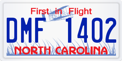 NC license plate DMF1402