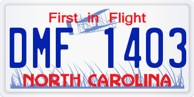 NC license plate DMF1403