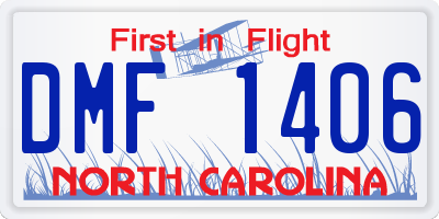 NC license plate DMF1406