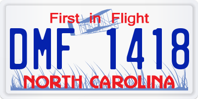 NC license plate DMF1418