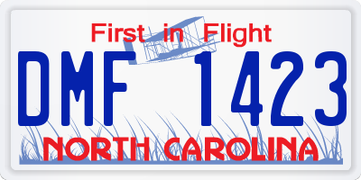 NC license plate DMF1423