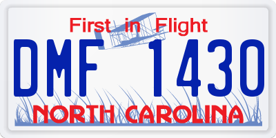 NC license plate DMF1430