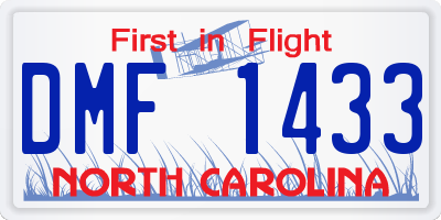 NC license plate DMF1433