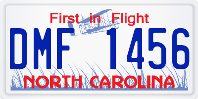 NC license plate DMF1456
