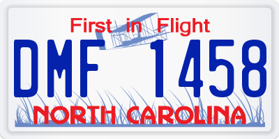 NC license plate DMF1458