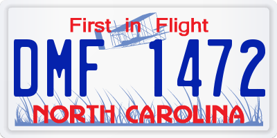 NC license plate DMF1472