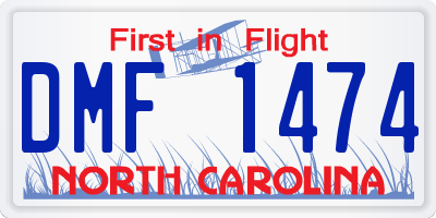 NC license plate DMF1474