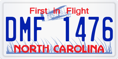 NC license plate DMF1476
