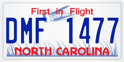 NC license plate DMF1477
