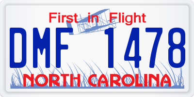 NC license plate DMF1478