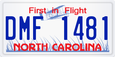 NC license plate DMF1481