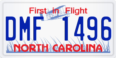 NC license plate DMF1496