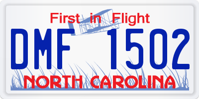 NC license plate DMF1502