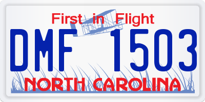 NC license plate DMF1503