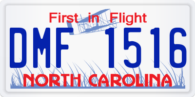 NC license plate DMF1516