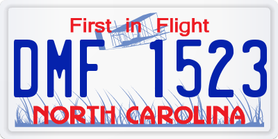 NC license plate DMF1523