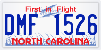 NC license plate DMF1526
