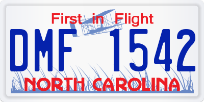 NC license plate DMF1542