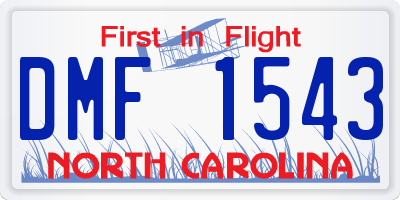 NC license plate DMF1543