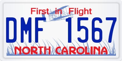 NC license plate DMF1567