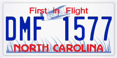 NC license plate DMF1577