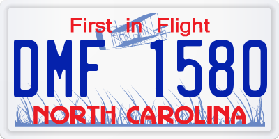 NC license plate DMF1580