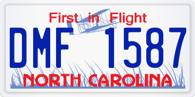 NC license plate DMF1587