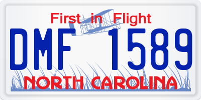 NC license plate DMF1589