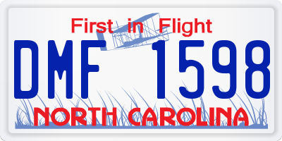 NC license plate DMF1598