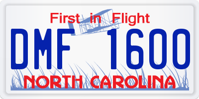 NC license plate DMF1600