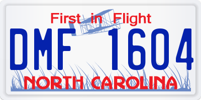 NC license plate DMF1604