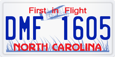 NC license plate DMF1605
