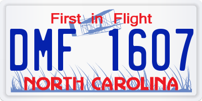 NC license plate DMF1607