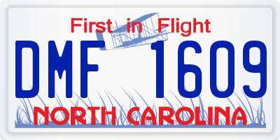 NC license plate DMF1609