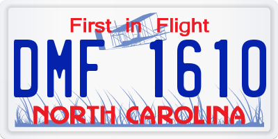 NC license plate DMF1610