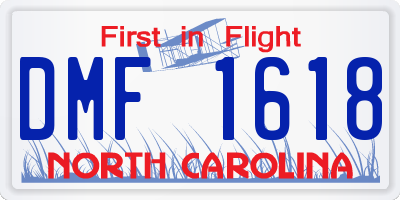 NC license plate DMF1618