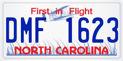 NC license plate DMF1623