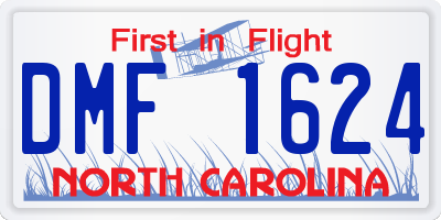 NC license plate DMF1624