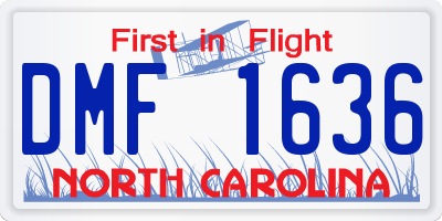 NC license plate DMF1636