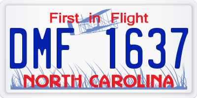 NC license plate DMF1637