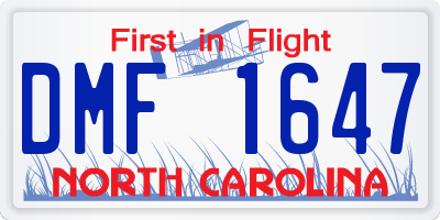 NC license plate DMF1647
