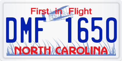 NC license plate DMF1650