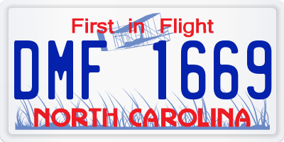 NC license plate DMF1669