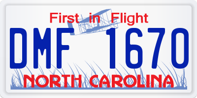 NC license plate DMF1670