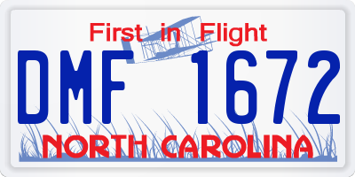 NC license plate DMF1672