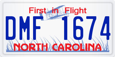 NC license plate DMF1674