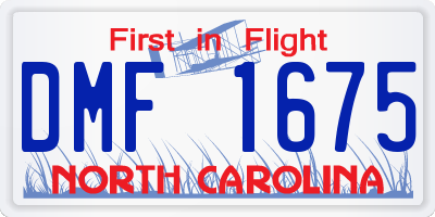 NC license plate DMF1675